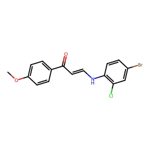 (E)-3-(4-bromo-2-chloroanilino)-1-(4-methoxyphenyl)prop-2-en-1-one structure