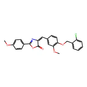 (4E)-4-[[4-[(2-chlorophenyl)methoxy]-3-methoxyphenyl]methylidene]-2-(4-methoxyphenyl)-1,3-oxazol-5-one structure