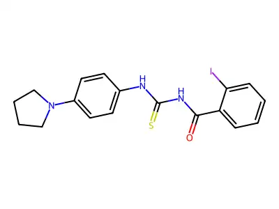 2-iodo-N-[(4-pyrrolidin-1-ylphenyl)carbamothioyl]benzamide structure