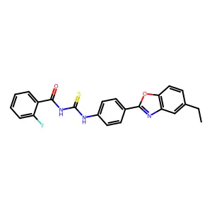 N-[[4-(5-ethyl-1,3-benzoxazol-2-yl)phenyl]carbamothioyl]-2-fluorobenzamide structure