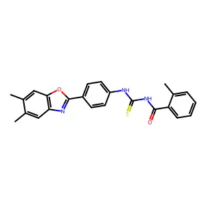 N-[[4-(5,6-dimethyl-1,3-benzoxazol-2-yl)phenyl]carbamothioyl]-2-methylbenzamide structure