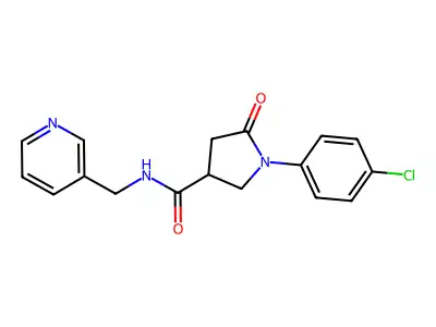 1-(4-chlorophenyl)-5-oxo-N-(pyridin-3-ylmethyl)pyrrolidine-3-carboxamide structure