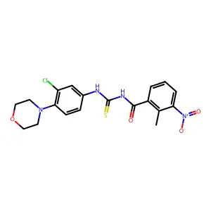 N-[(3-chloro-4-morpholin-4-ylphenyl)carbamothioyl]-2-methyl-3-nitrobenzamide structure