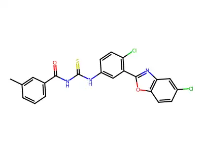 N-[[4-chloro-3-(5-chloro-1,3-benzoxazol-2-yl)phenyl]carbamothioyl]-3-methylbenzamide structure