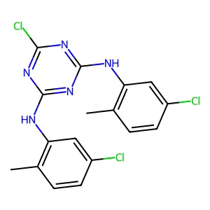 6-chloro-N,N'-bis(5-chloro-2-methylphenyl)-1,3,5-triazine-2,4-diamine structure