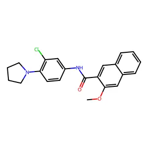 N-(3-chloro-4-pyrrolidin-1-ylphenyl)-3-methoxynaphthalene-2-carboxamide structure