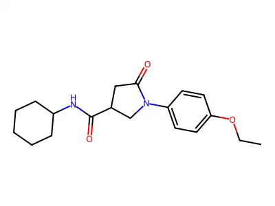 N-cyclohexyl-1-(4-ethoxyphenyl)-5-oxopyrrolidine-3-carboxamide structure