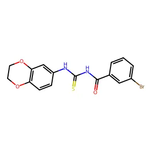 3-bromo-N-(2,3-dihydro-1,4-benzodioxin-6-ylcarbamothioyl)benzamide structure