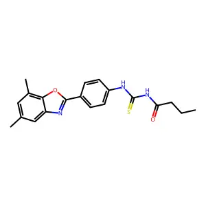 N-[[4-(5,7-dimethyl-1,3-benzoxazol-2-yl)phenyl]carbamothioyl]butanamide structure