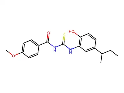 N-{[5-(butan-2-yl)-2-hydroxyphenyl]carbamothioyl}-4-methoxybenzamide structure