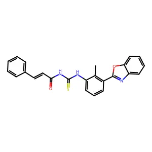 (2E)-N-{[3-(1,3-benzoxazol-2-yl)-2-methylphenyl]carbamothioyl}-3-phenylprop-2-enamide structure