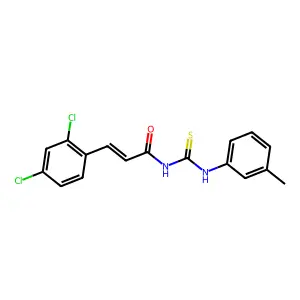 (E)-3-(2,4-dichlorophenyl)-N-[(3-methylphenyl)carbamothioyl]prop-2-enamide structure
