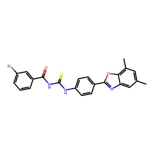 3-bromo-N-[[4-(5,7-dimethyl-1,3-benzoxazol-2-yl)phenyl]carbamothioyl]benzamide structure