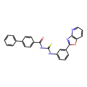 N-[[3-([1,3]oxazolo[4,5-b]pyridin-2-yl)phenyl]carbamothioyl]-4-phenylbenzamide structure