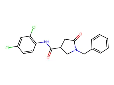 1-benzyl-N-(2,4-dichlorophenyl)-5-oxopyrrolidine-3-carboxamide structure