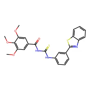 N-[[3-(1,3-benzothiazol-2-yl)phenyl]carbamothioyl]-3,4,5-trimethoxybenzamide structure
