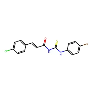(E)-N-[(4-bromophenyl)carbamothioyl]-3-(4-chlorophenyl)prop-2-enamide structure