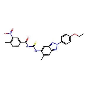 N-[[2-(4-ethoxyphenyl)-6-methylbenzotriazol-5-yl]carbamothioyl]-4-methyl-3-nitrobenzamide structure
