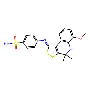 4-{[(1Z)-6-methoxy-4,4-dimethyl-4,5-dihydro-1H-[1,2]dithiolo[3,4-c]quinolin-1-ylidene]amino}benzenesulfonamide structure