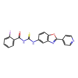 2-iodo-N-[(2-pyridin-4-yl-1,3-benzoxazol-5-yl)carbamothioyl]benzamide structure