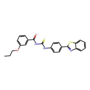 N-[[4-(1,3-benzothiazol-2-yl)phenyl]carbamothioyl]-3-propoxybenzamide structure