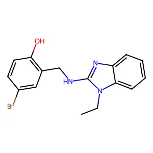 4-bromo-2-{[(1-ethyl-1H-benzimidazol-2-yl)amino]methyl}phenol structure