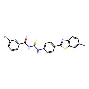 3-bromo-N-[[4-(6-methyl-1,3-benzothiazol-2-yl)phenyl]carbamothioyl]benzamide structure