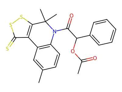 2-oxo-1-phenyl-2-(4,4,8-trimethyl-1-thioxo-1,4-dihydro-5H-[1,2]dithiolo[3,4-c]quinolin-5-yl)ethyl acetate structure