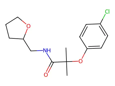 2-(4-chlorophenoxy)-2-methyl-N-(oxolan-2-ylmethyl)propanamide structure