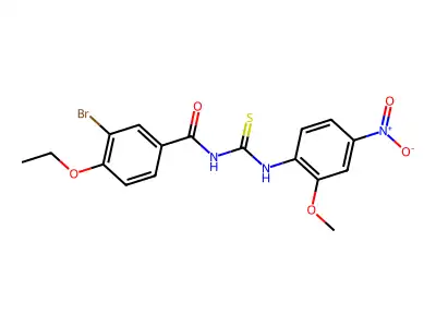 3-bromo-4-ethoxy-N-[(2-methoxy-4-nitrophenyl)carbamothioyl]benzamide structure