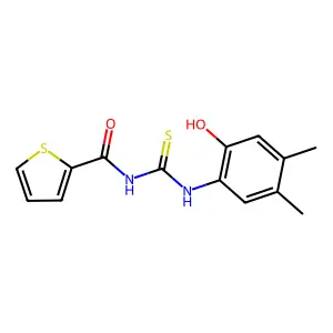 N-[(2-hydroxy-4,5-dimethylphenyl)carbamothioyl]thiophene-2-carboxamide structure