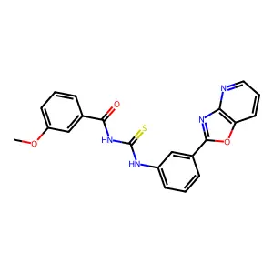 3-methoxy-N-[[3-([1,3]oxazolo[4,5-b]pyridin-2-yl)phenyl]carbamothioyl]benzamide structure