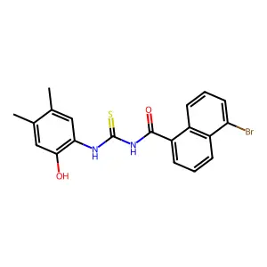 5-bromo-N-[(2-hydroxy-4,5-dimethylphenyl)carbamothioyl]naphthalene-1-carboxamide structure