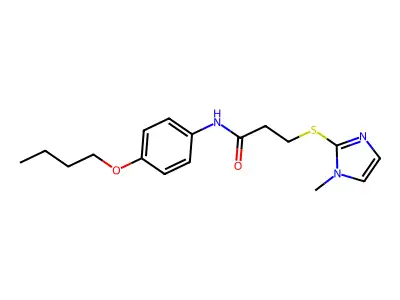 N-(4-butoxyphenyl)-3-(1-methylimidazol-2-yl)sulfanylpropanamide structure