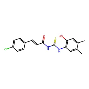 (2E)-3-(4-chlorophenyl)-N-[(2-hydroxy-4,5-dimethylphenyl)carbamothioyl]prop-2-enamide structure