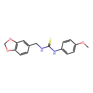 N-(1,3-benzodioxol-5-ylmethyl)-N'-(4-methoxyphenyl)thiourea structure