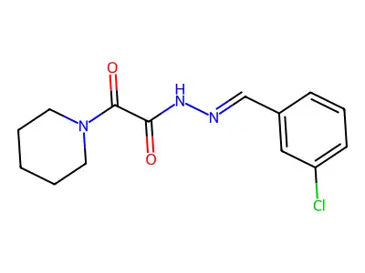 N-[(E)-(3-chlorophenyl)methylideneamino]-2-oxo-2-piperidin-1-ylacetamide structure