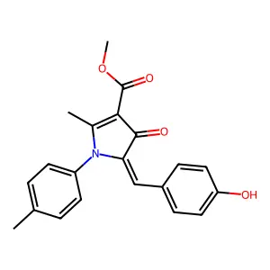 methyl (5E)-5-[(4-hydroxyphenyl)methylidene]-2-methyl-1-(4-methylphenyl)-4-oxopyrrole-3-carboxylate structure