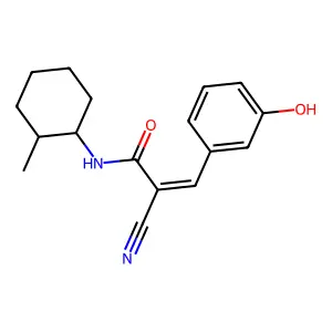2-cyano-3-(3-hydroxyphenyl)-N-(2-methylcyclohexyl)prop-2-enamide structure