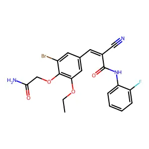 (E)-3-[4-(2-amino-2-oxoethoxy)-3-bromo-5-ethoxyphenyl]-2-cyano-N-(2-fluorophenyl)prop-2-enamide structure