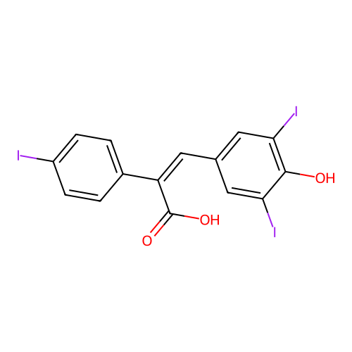 3-(4-Hydroxy-3,5-diiodophenyl)-2-(P-iodophenyl)-acrylic acid structure
