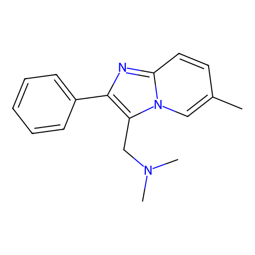 N,N-dimethyl-1-(6-methyl-2-phenylimidazo[1,2-a]pyridin-3-yl)methanamine structure