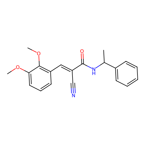 2-cyano-3-(2,3-dimethoxyphenyl)-N-(1-phenylethyl)prop-2-enamide structure