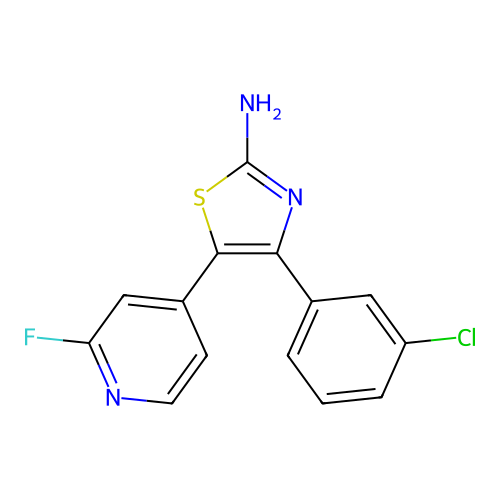 [4-(3-Chlorophenyl)-5-(2-fluoro-4-pyridyl)-1,3-thiazol-2-yl]amine structure