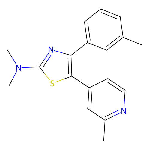 N,N-Dimethyl[4-(3-methylphenyl)-5-(2-methyl-4-pyridyl)-1,3-thiazol-2-YL]amine structure