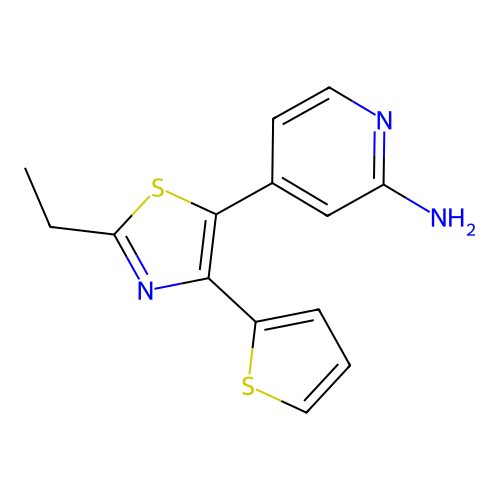 4-[2-Ethyl-4-(2-thienyl)-1,3-thiazol-5-YL]-2-pyridylamine structure
