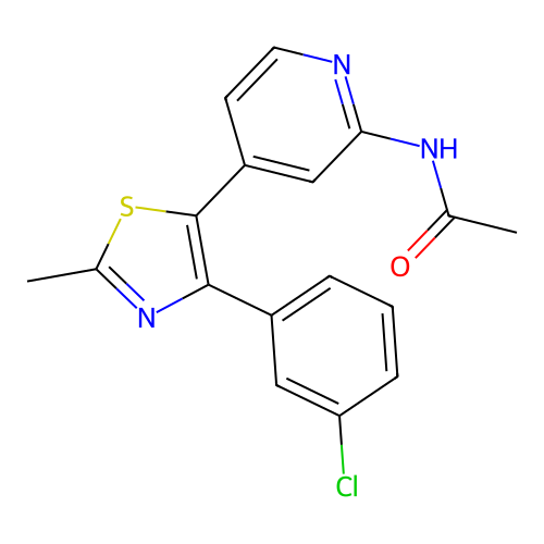 N-[4-[4-(3-Chlorophenyl)-2-methyl-1,3-thiazol-5-YL]-2-pyridyl]acetamide structure