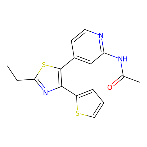 N-[4-[2-Ethyl-4-(2-thienyl)-1,3-thiazol-5-YL]-2-pyridyl]acetamide structure