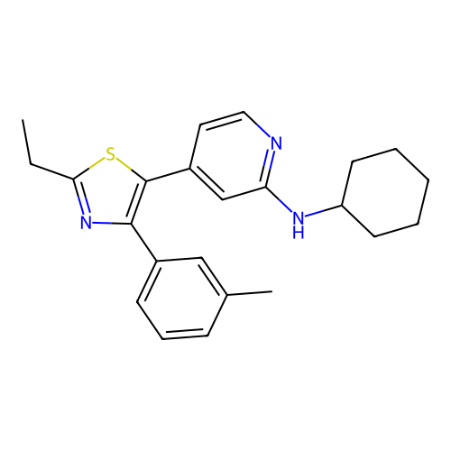 N-Cyclohexyl-4-[2-ethyl-4-(3-methylphenyl)-1,3-thiazol-5-YL]-2-pyridylamine structure