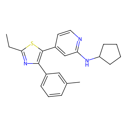 N-cyclopentyl-4-[2-ethyl-4-(3-methylphenyl)-1,3-thiazol-5-yl]pyridin-2-amine structure